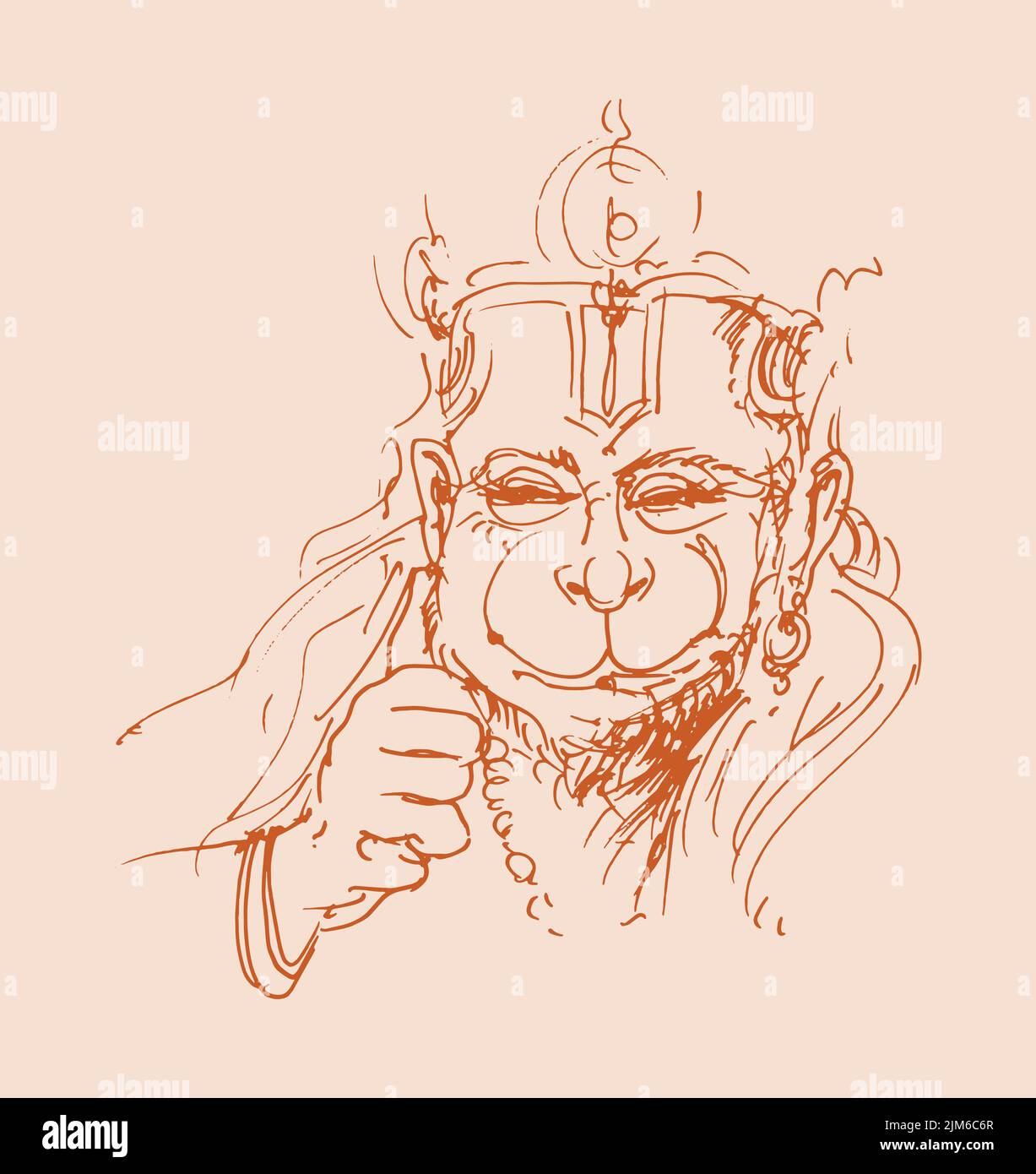 Drawing of Lord Hanuman Outline Editable Illustration. Strength and  Powerful God Bhajarangi or Lord Shiva Stock Vector - Illustration of  celebration, jayanti: 178414487