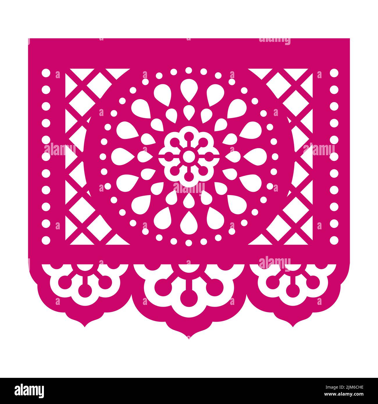 Papel Picado Vector Design With Flowers Grid And Geometric Mandala Shape Mexican Cutout Paper 8158