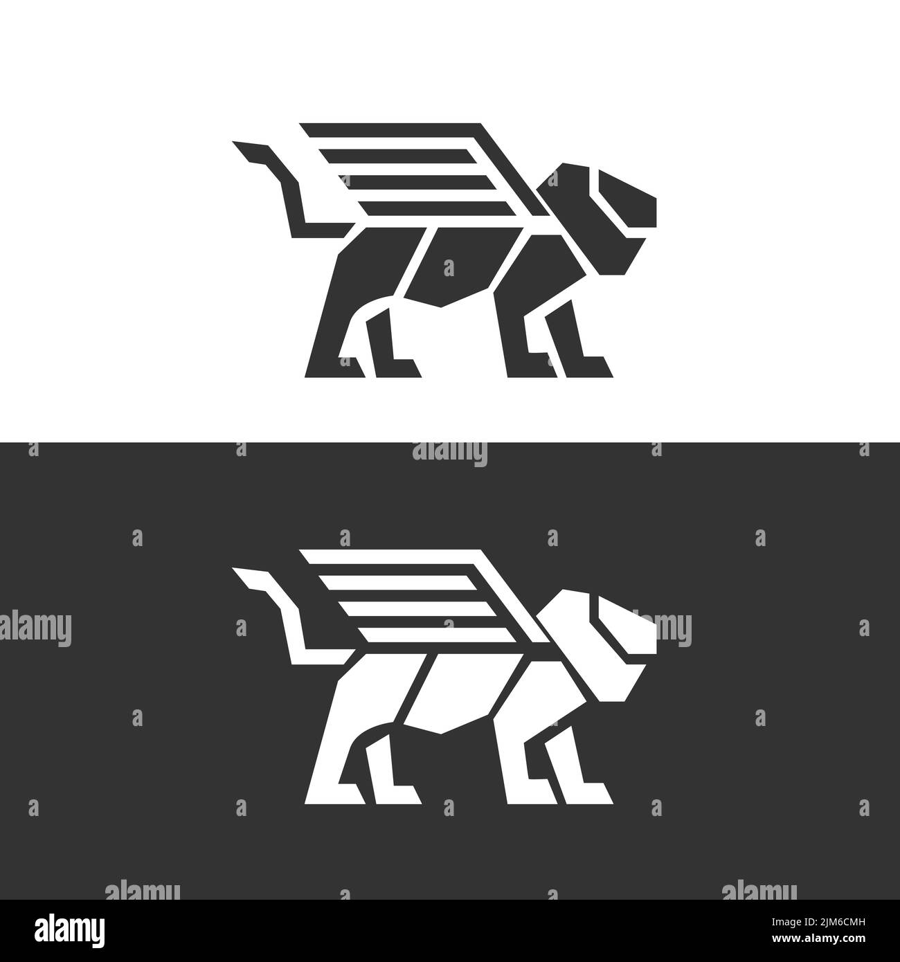 A set of gryphon lion logo design Stock Vector
