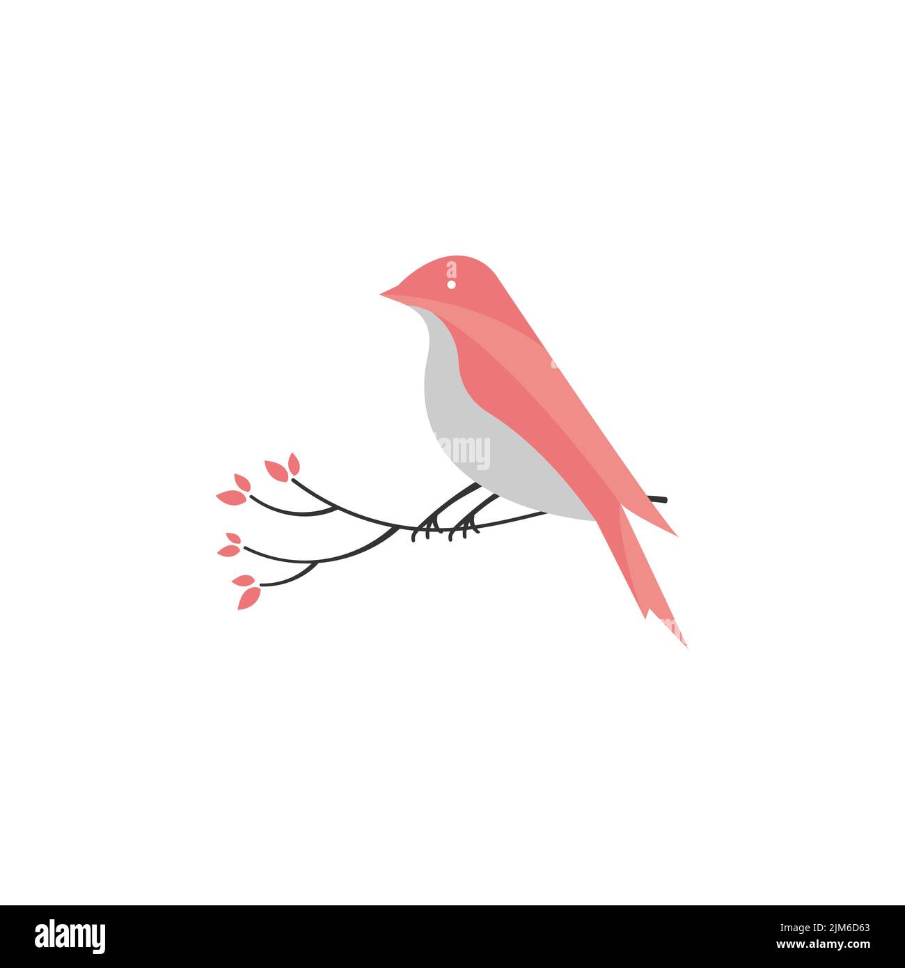 An adorable bird perched on tree branch logo design Stock Vector