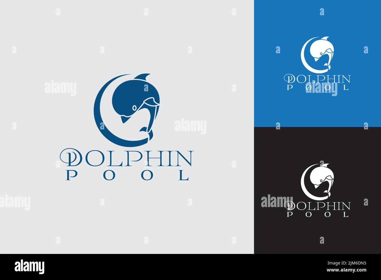 Simple and flat dolphin icon logo suitable for swimming pool, health club, club etc. Stock Vector