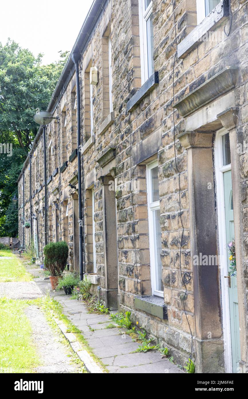Terraced stone homes in the Lancashire village of Edgworth,Lancashire,England,UK Stock Photo