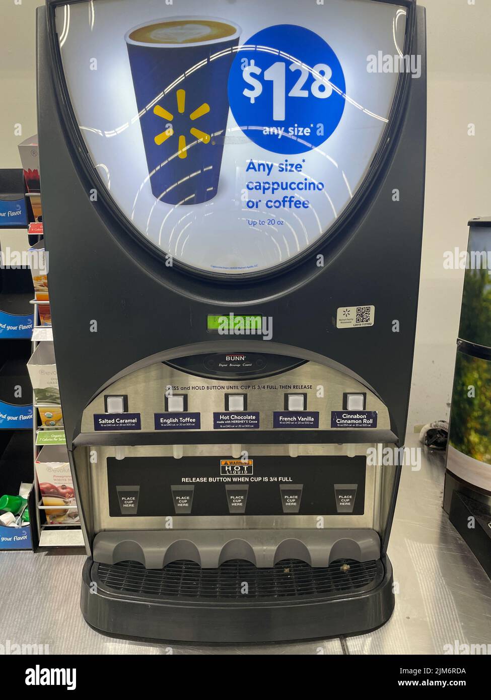 Grovetown, Ga USA 04 29 22 Walmart grocery store coffee machine at front of store Stock Photo