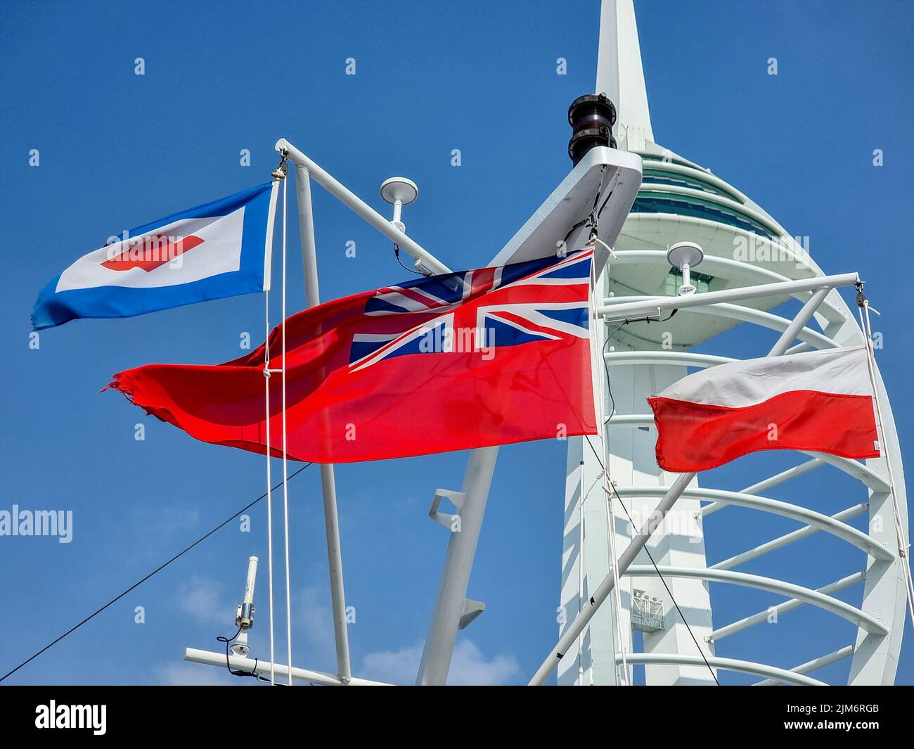 Naval flags in Portsmouth on Isle of Wight Ferry Stock Photo - Alamy