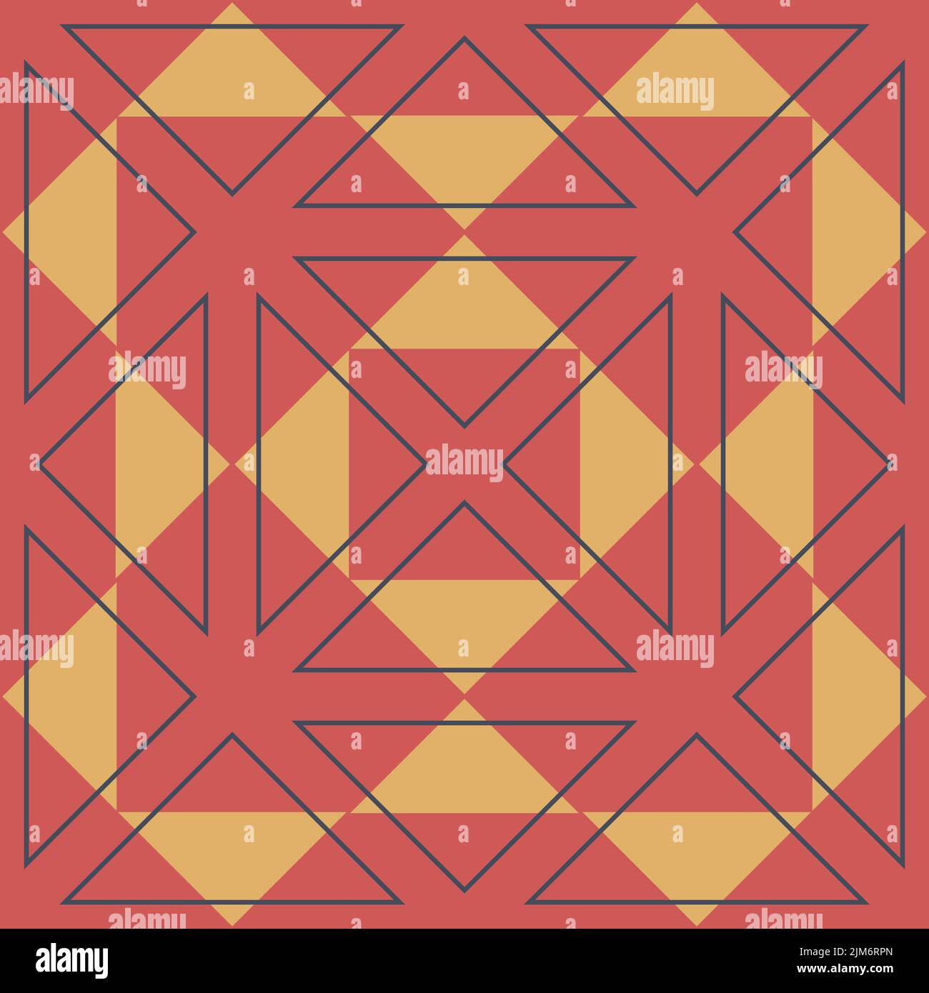 Red yellow colored triangle geometric seamless pattern for design Stock Vector