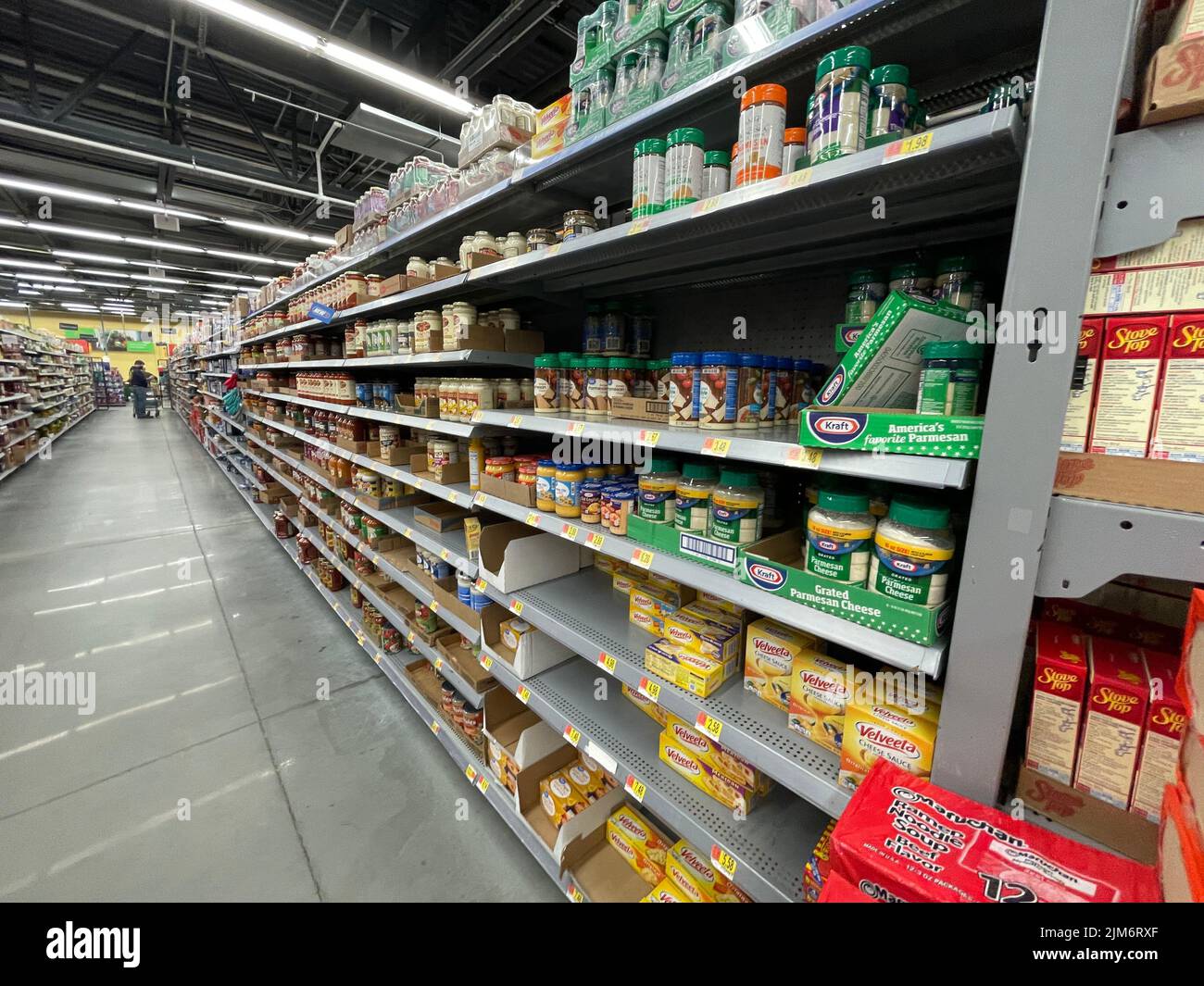 Augusta, Ga USA 11 28 21 Walmart grocery store interior pasta aisle