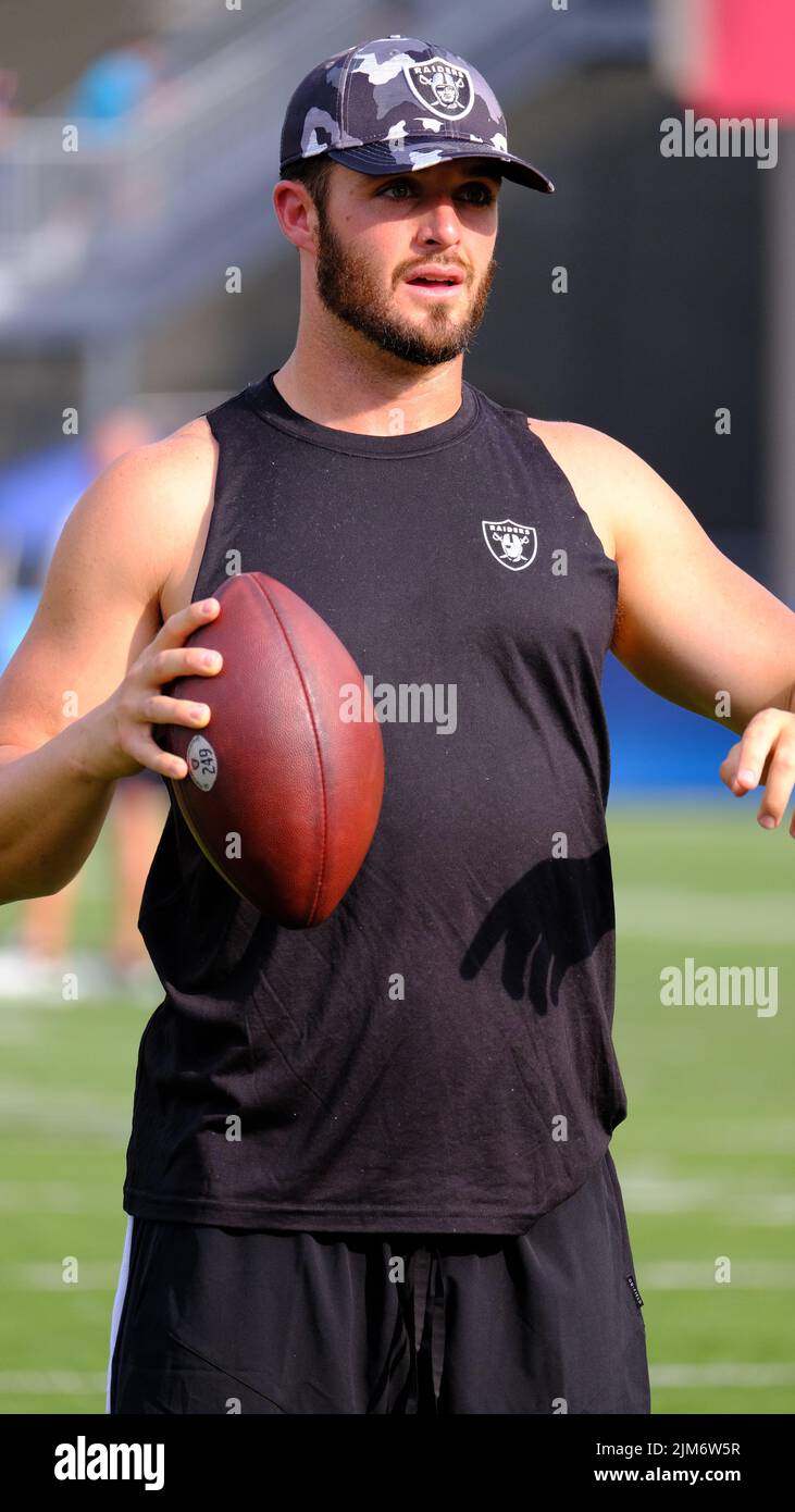 Aug 4th, 2022: Derek Carr #4 during the Jacksonville Jaguars vs Las Vegas  Raiders Hall of Fame Game in Canton, OH. Jason Pohuski/CSM/Sipa USA(Credit  Image: © Jason Pohuski/Cal Sport Media/Sipa USA Stock