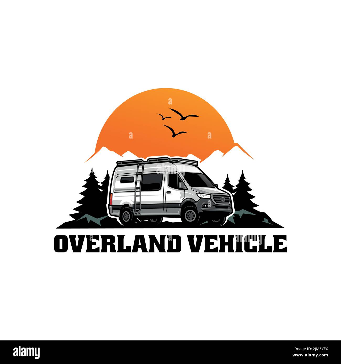 logo for camper van, motorhome and overland lovers Stock Vector