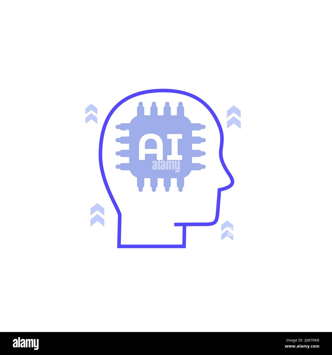 AI technology icon with a chip and head, vector Stock Vector
