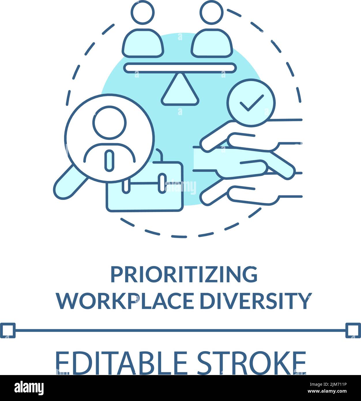 Prioritizing workplace diversity turquoise concept icon Stock Vector