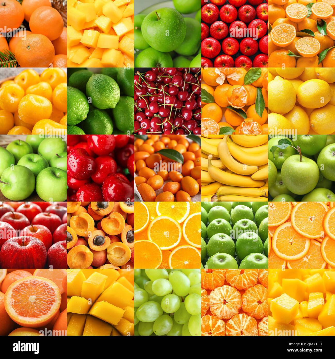 Collage with many different ripe fruits Stock Photo - Alamy