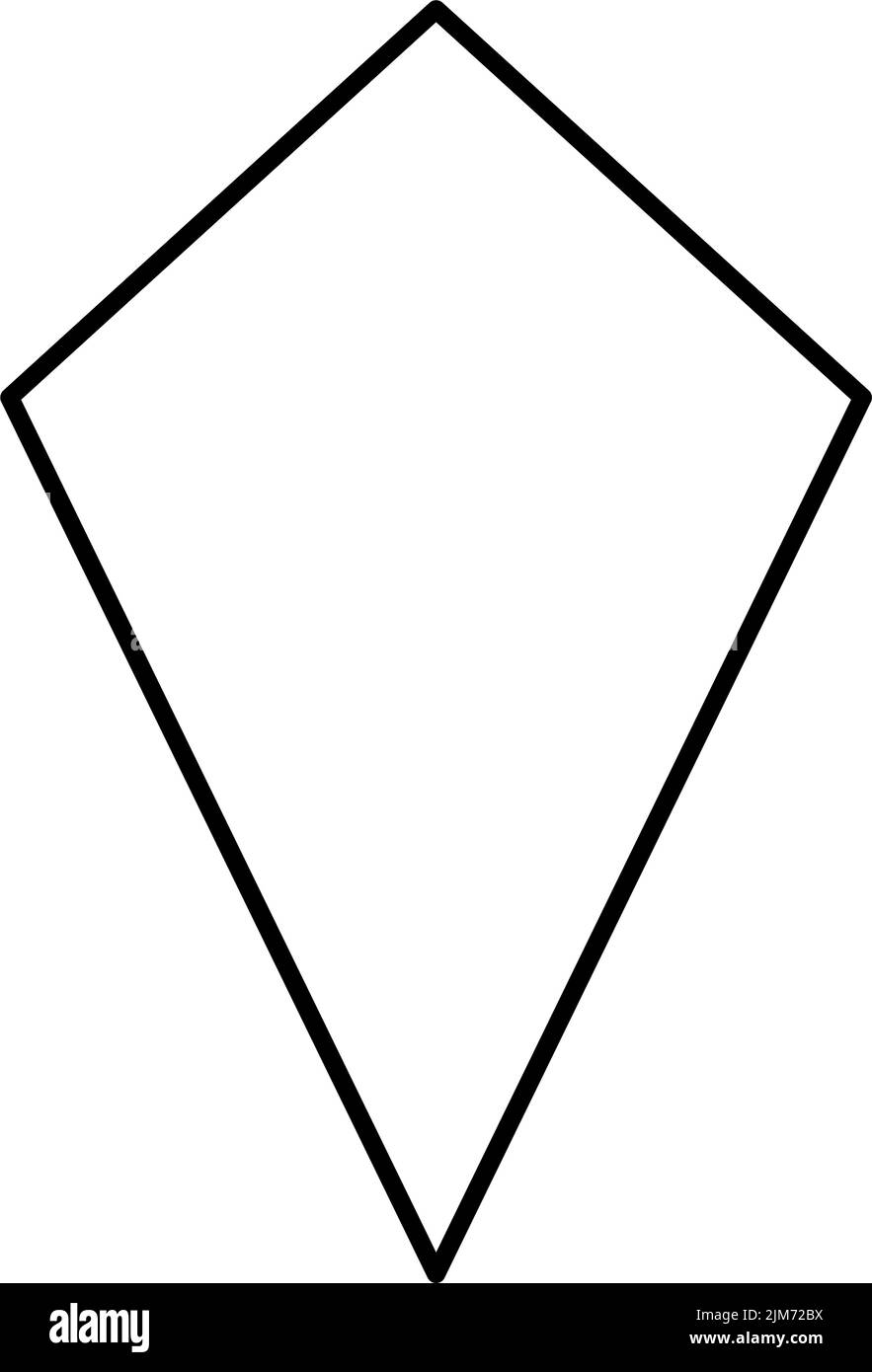 Kite geometric shape. Black outlines on white background. Stock Vector
