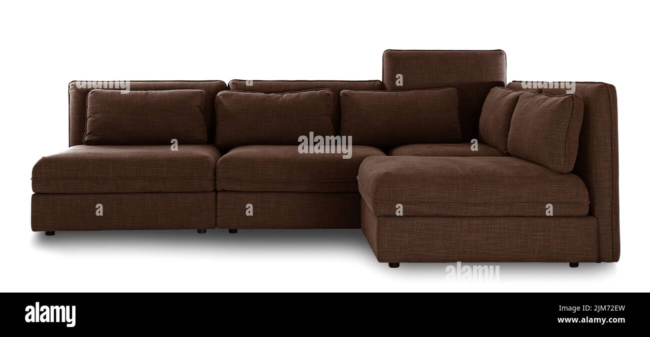 Brown corner sofa isolated on white Stock Photo Alamy