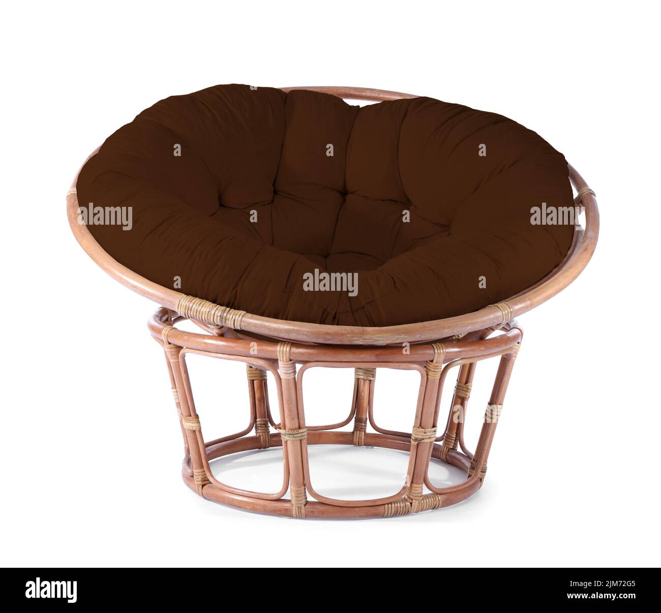 Brown papasan chair isolated on white Stock Photo Alamy