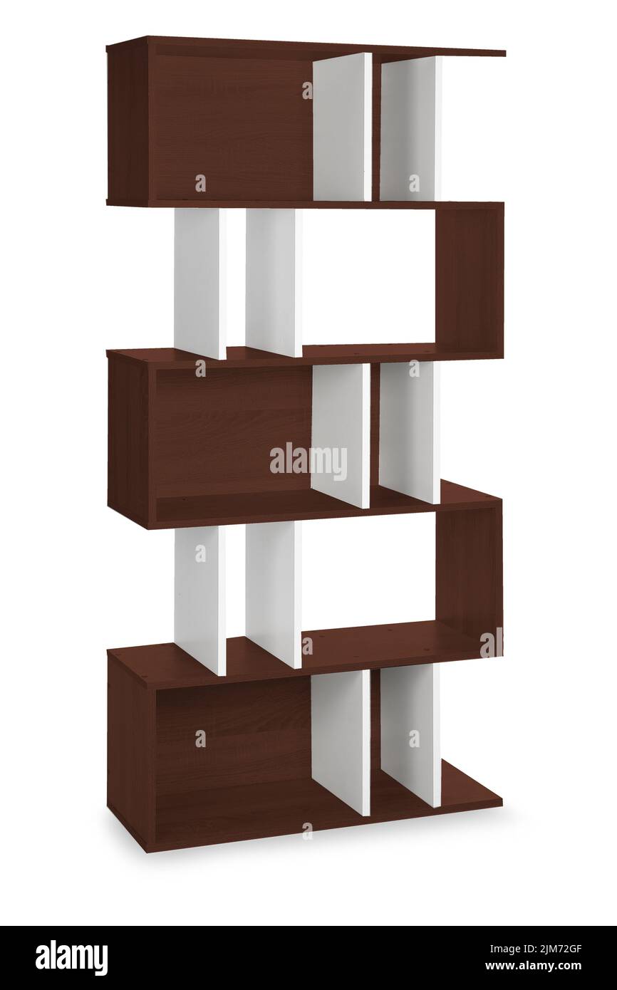 Brown shelf unit isolated on white Stock Photo Alamy