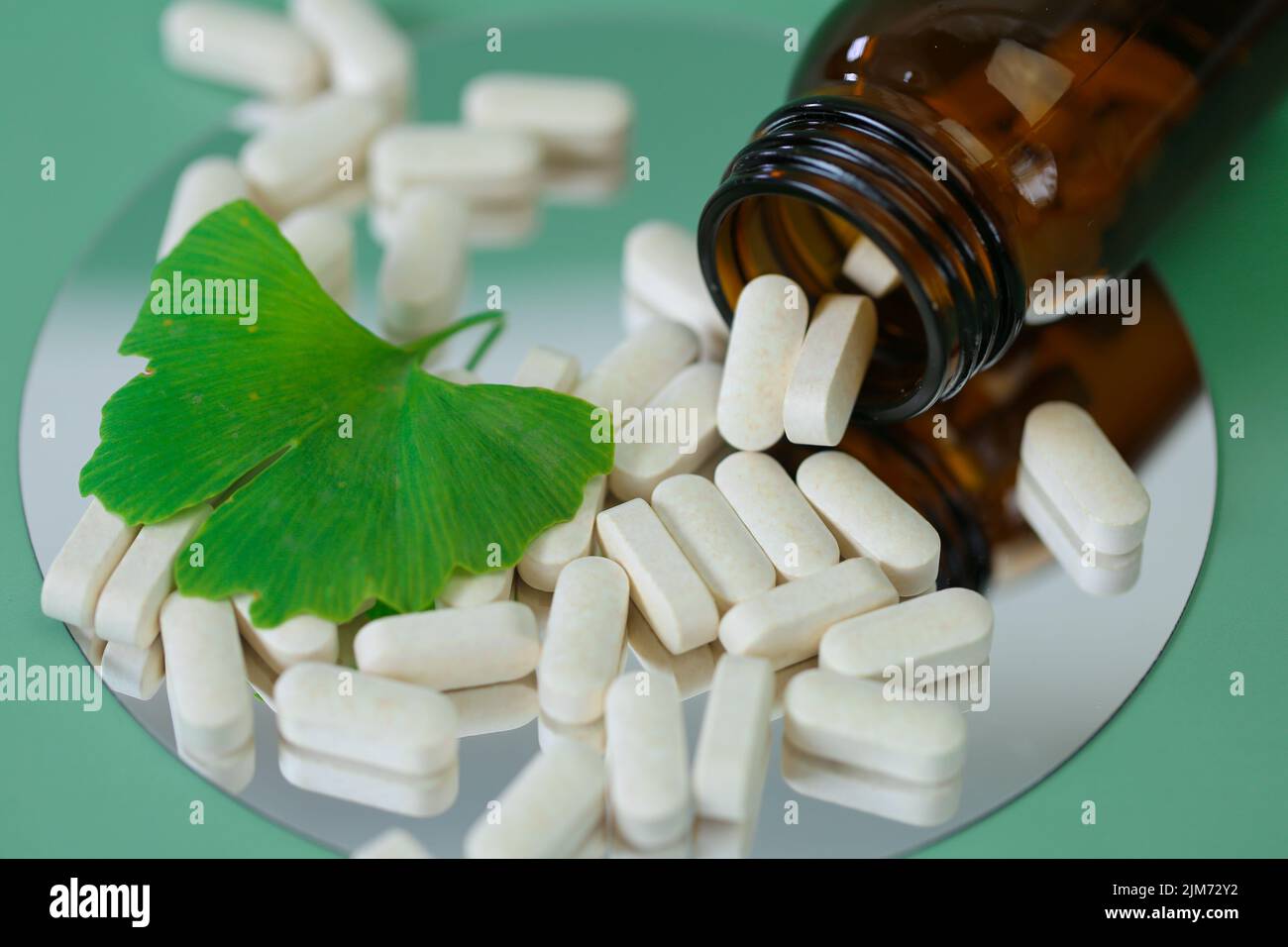 Preparations with ginkgo biloba extract.Alternative medicine and homeopathy.natural pharmacy. Stock Photo