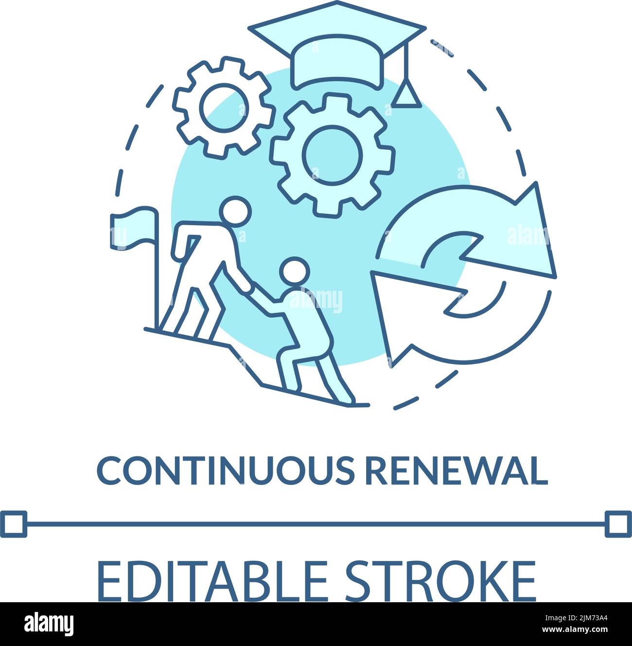 Continuous renewal turquoise concept icon Stock Vector