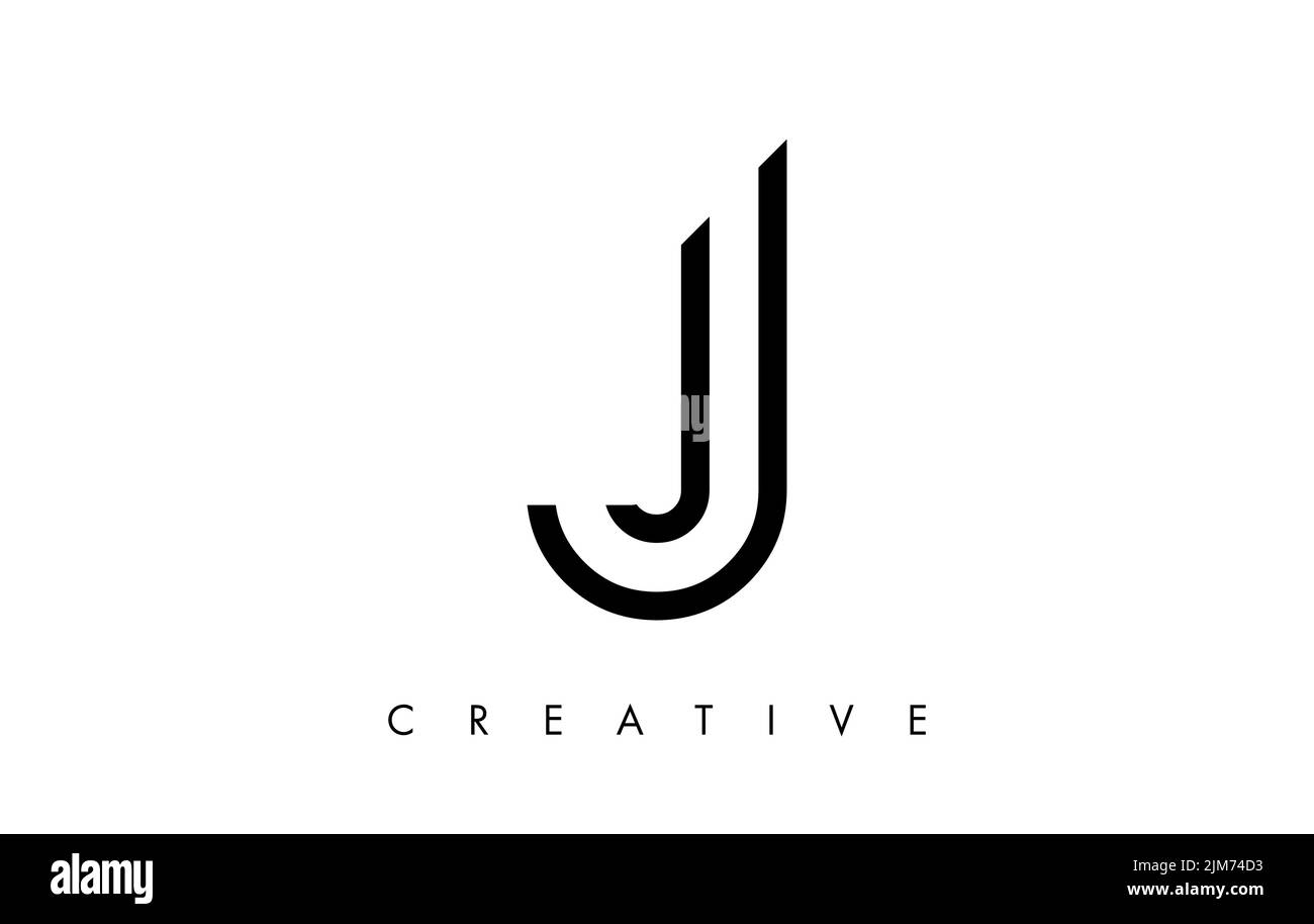 J Letter Logo Monogram with Black and White Lines and Minimalist Design Vector. Creative Modern Letter J Icon Sign Illustration. Stock Vector