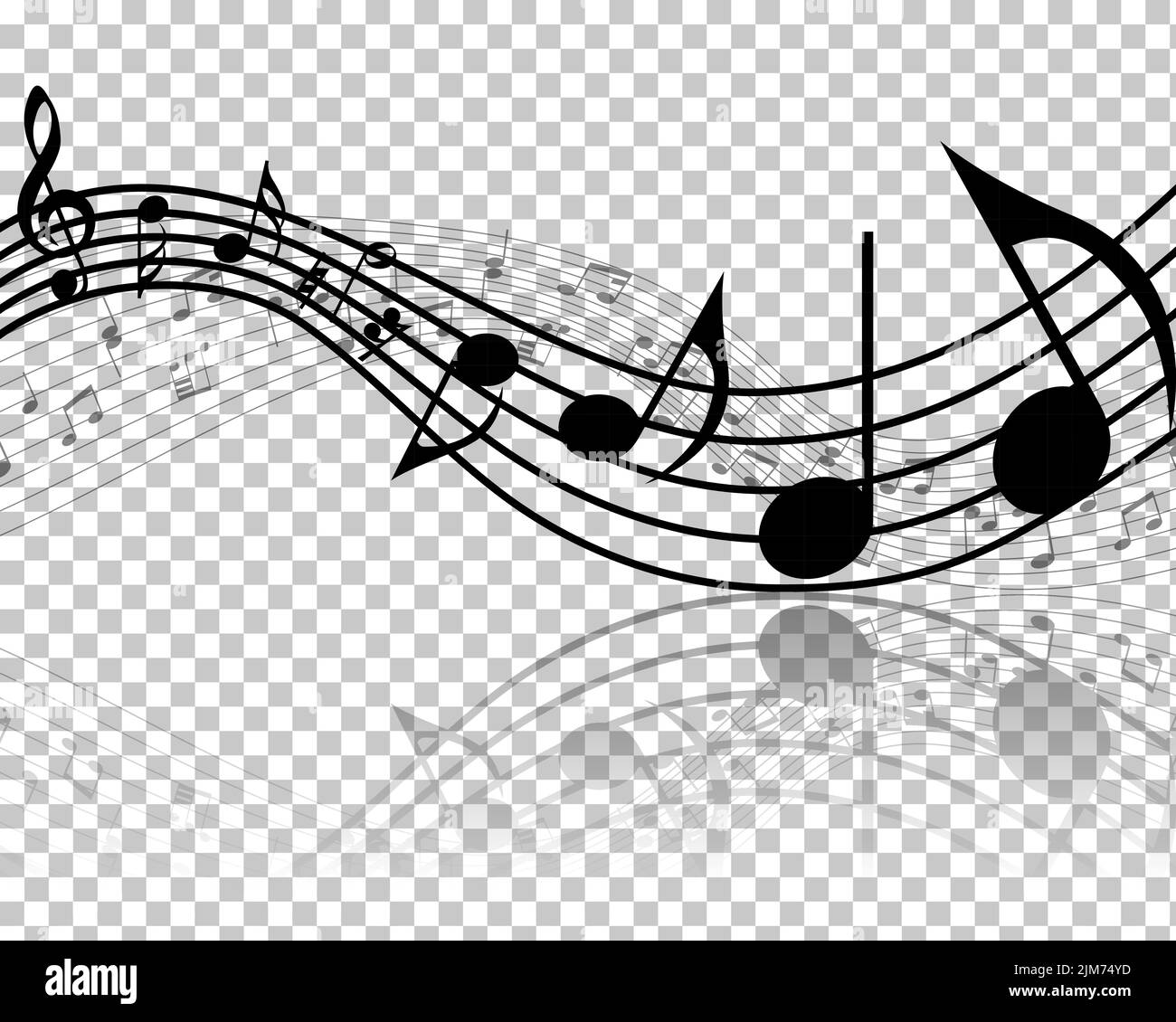 Musical Design Elements From Music Staff With Treble Clef And Notes in