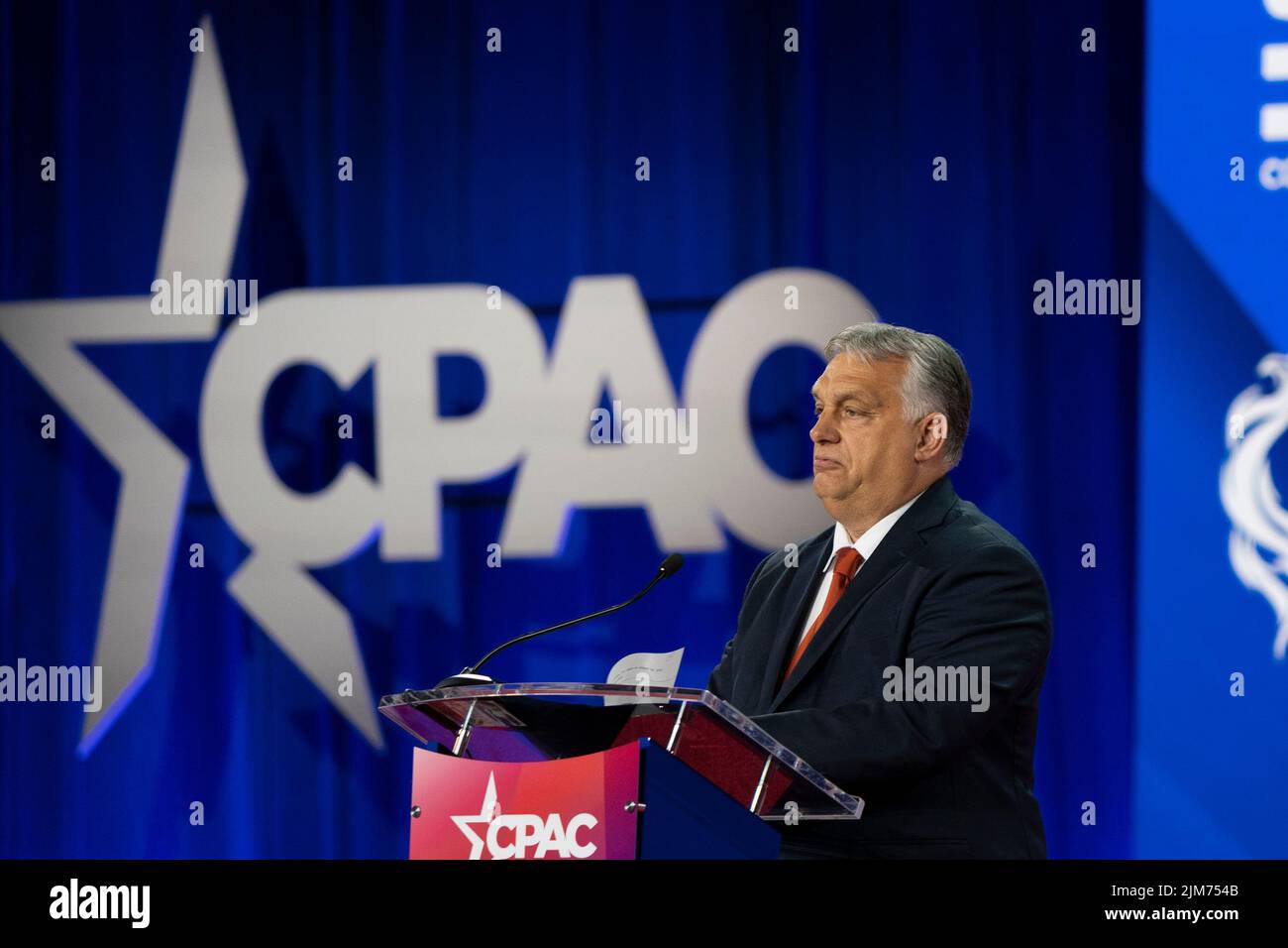 Dallas, Texas, USA. 4th Aug, 2022. Prime Minister of Hungary Victor Orban speaks at CPAC Texas 2022 conference at Hilton Anatole. (Credit Image: © Lev Radin/Pacific Press via ZUMA Press Wire) Stock Photo