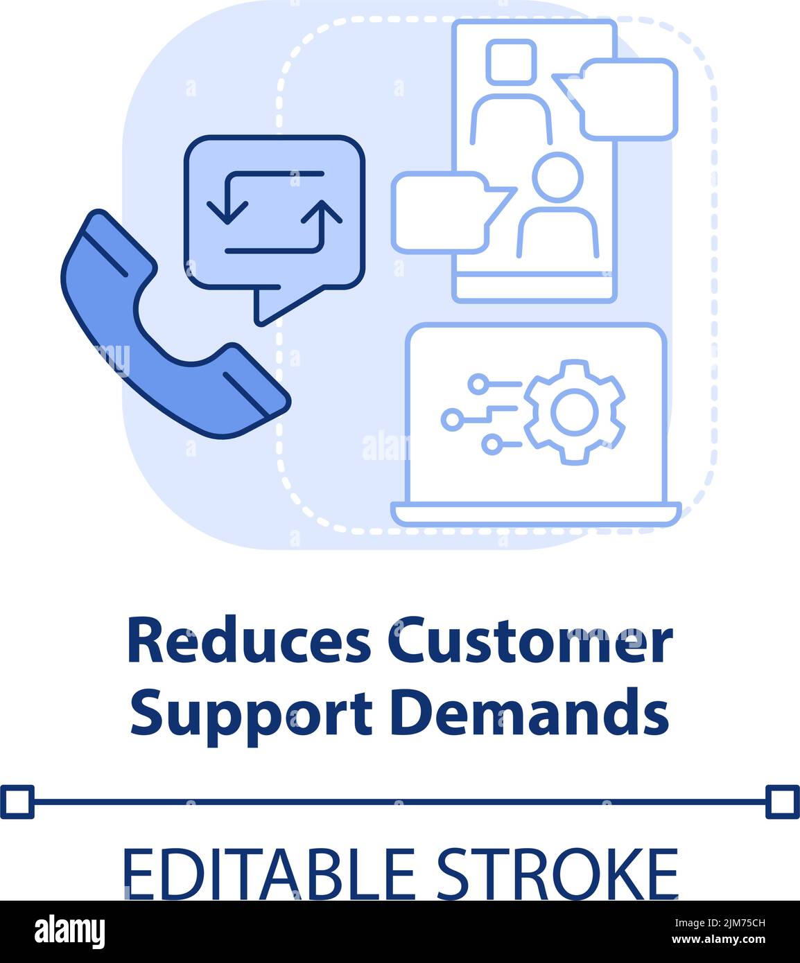 Reduces customer support demand light blue concept icon Stock Vector