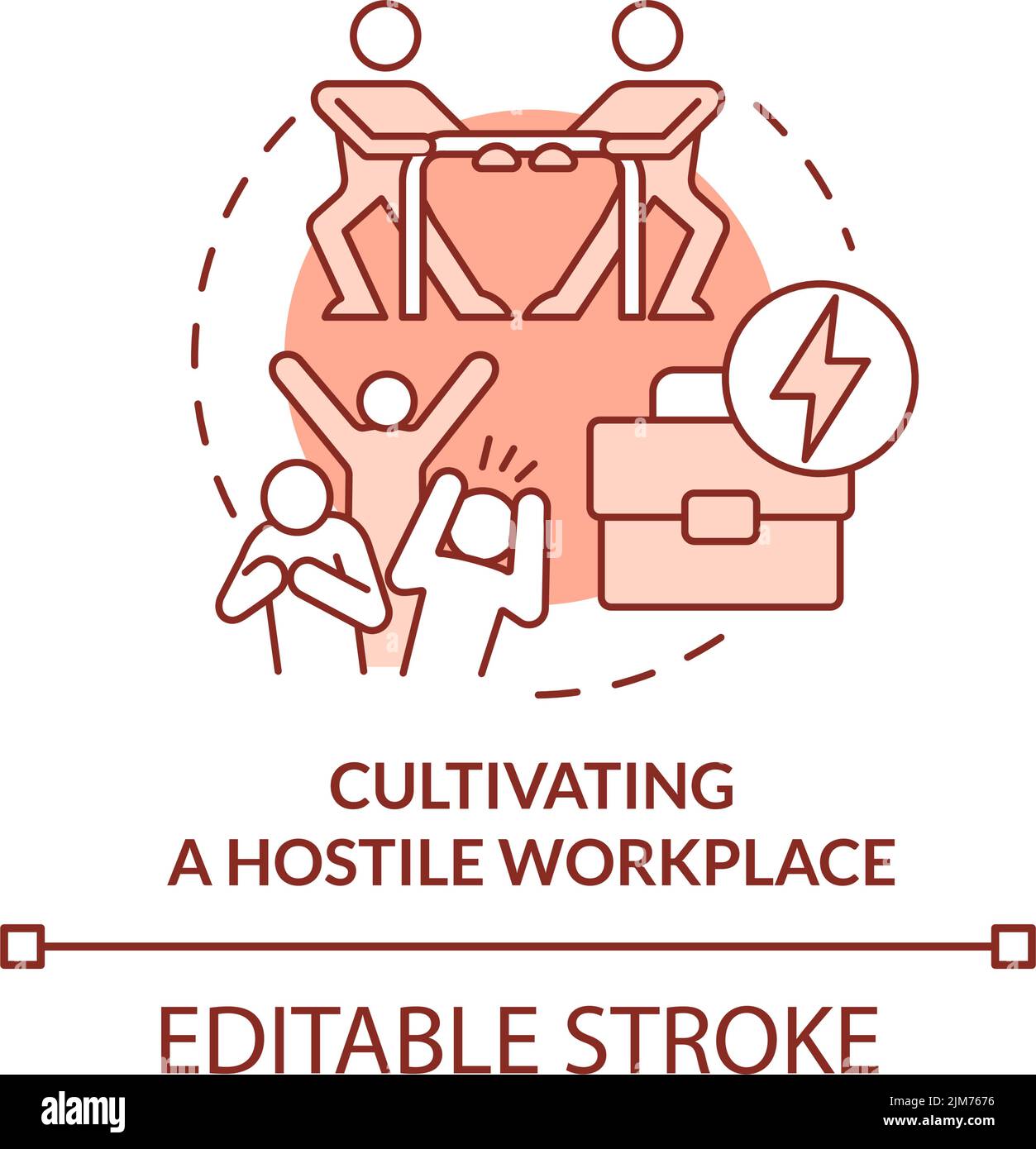 Cultivating hostile workplace terracotta concept icon Stock Vector