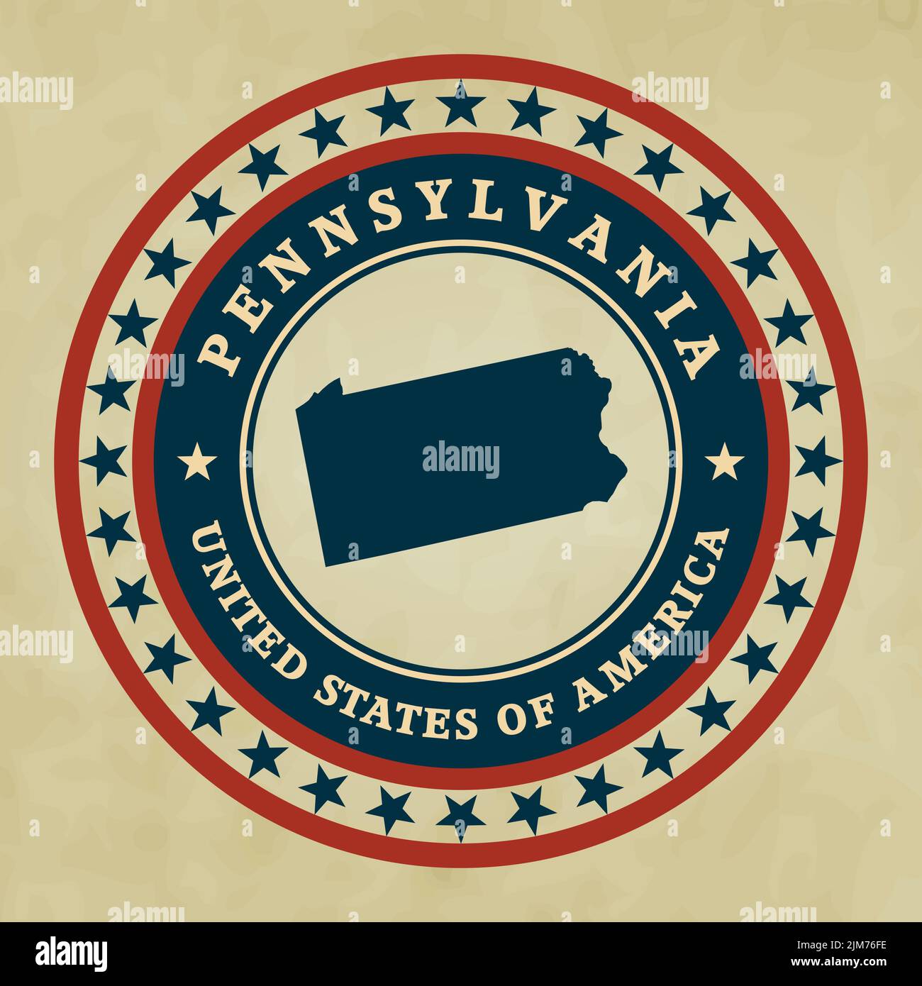Vintage label with map of Pennsylvania, vector Stock Vector Image & Art