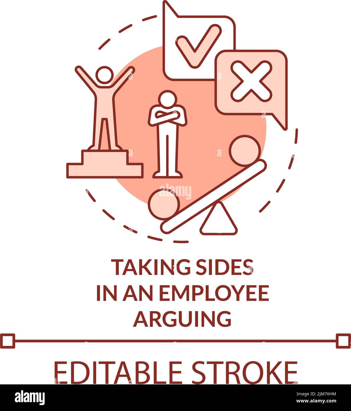 Taking sides in employee arguing terracotta concept icon Stock Vector ...