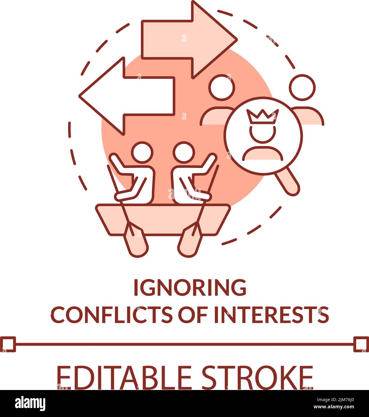 Ignoring conflicts of interests terracotta concept icon Stock Vector ...