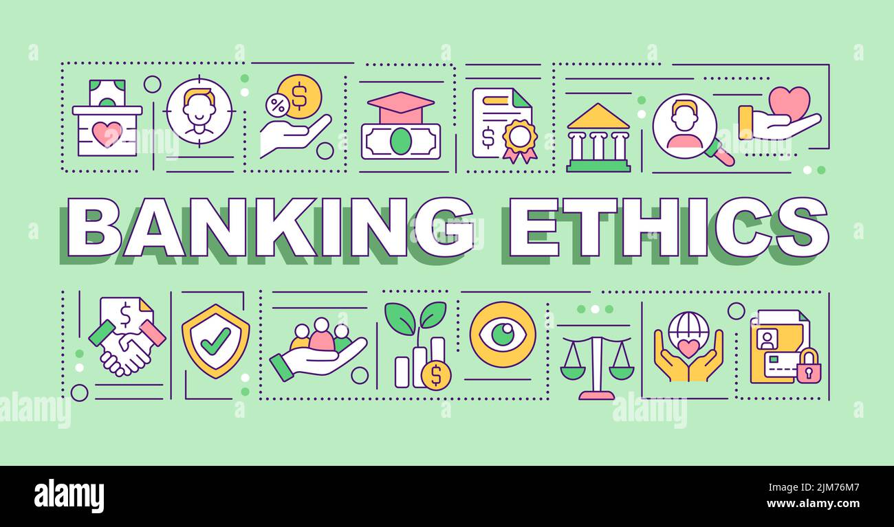 Banking ethics word concepts green banner Stock Vector