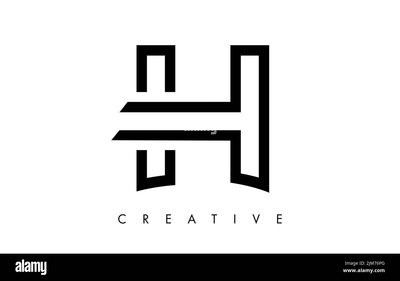 H Letter Logo Monogram with Black and White Lines and Minimalist Design ...