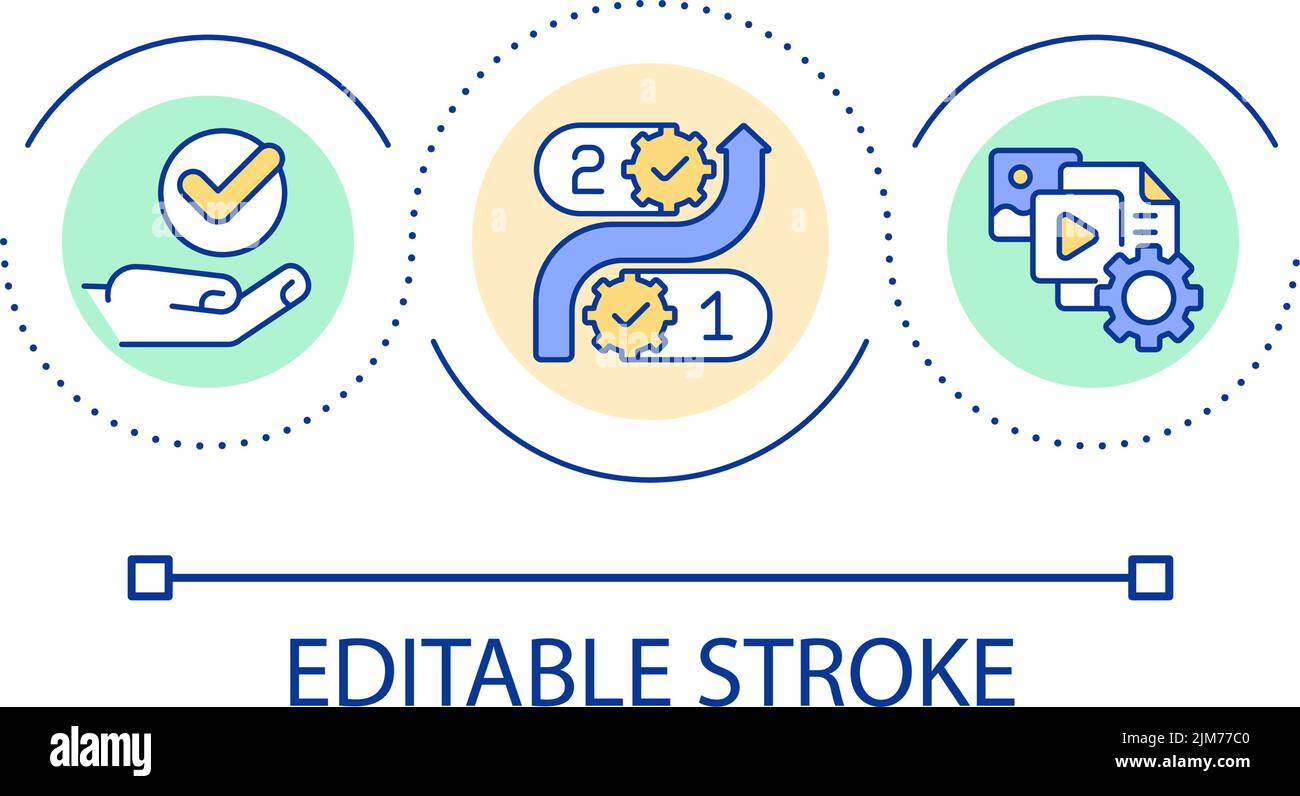 Online business strategy steps loop concept icon Stock Vector