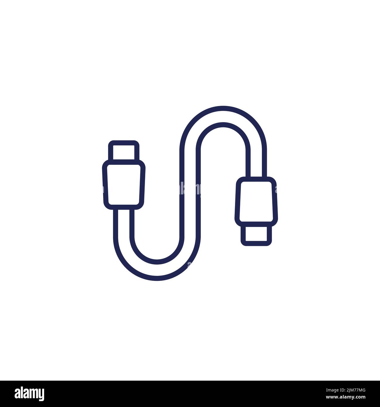 usb cable line icon, type-c connector Stock Vector