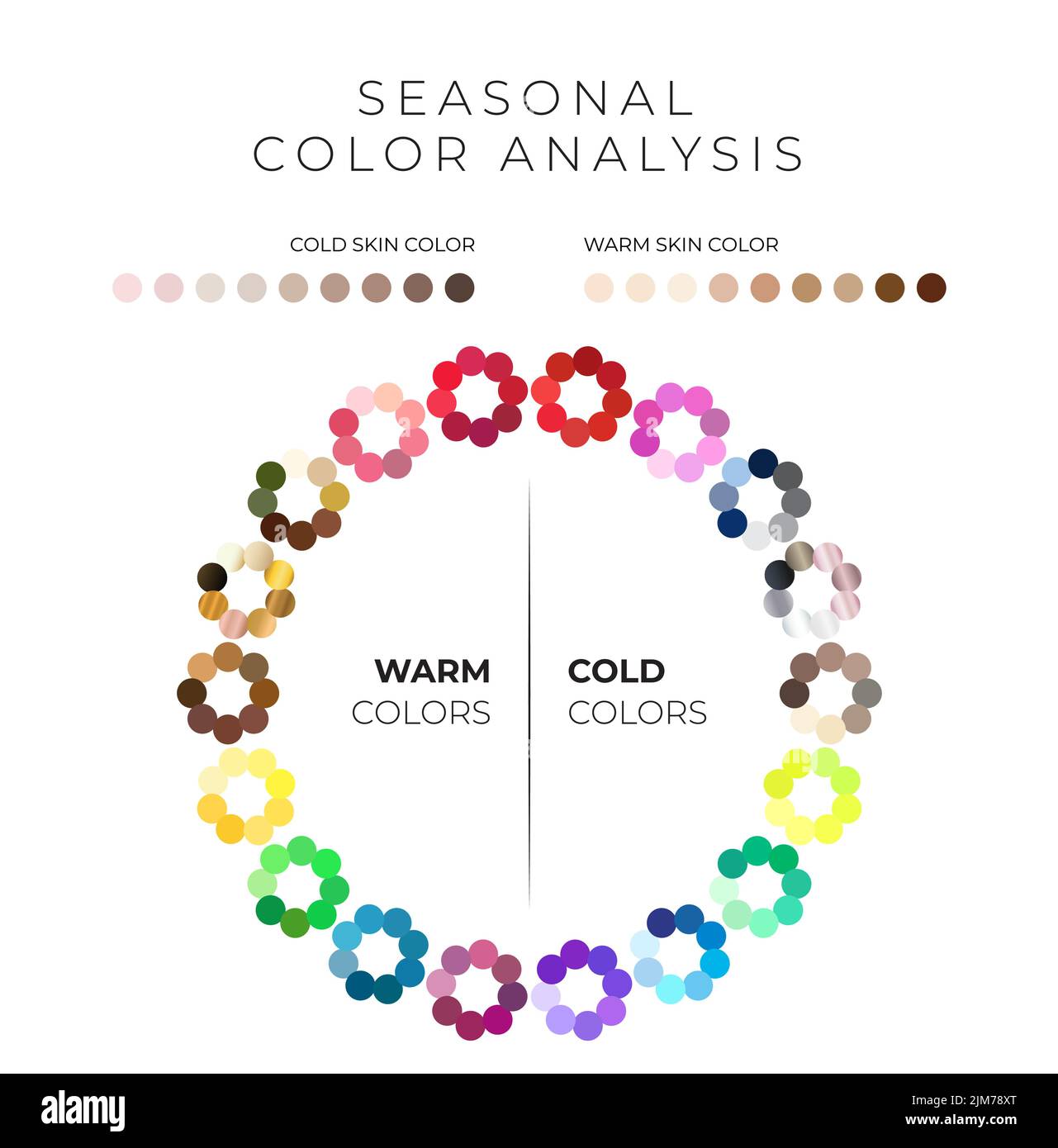 Seasonal Color Analysis Palette Wheel Vector with Cold and Warm Colors