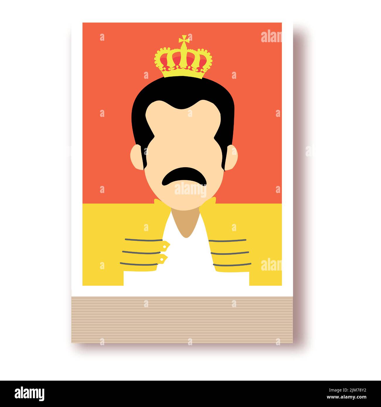 A fun cartoon man face with a mustache and a crown Stock Vector Image