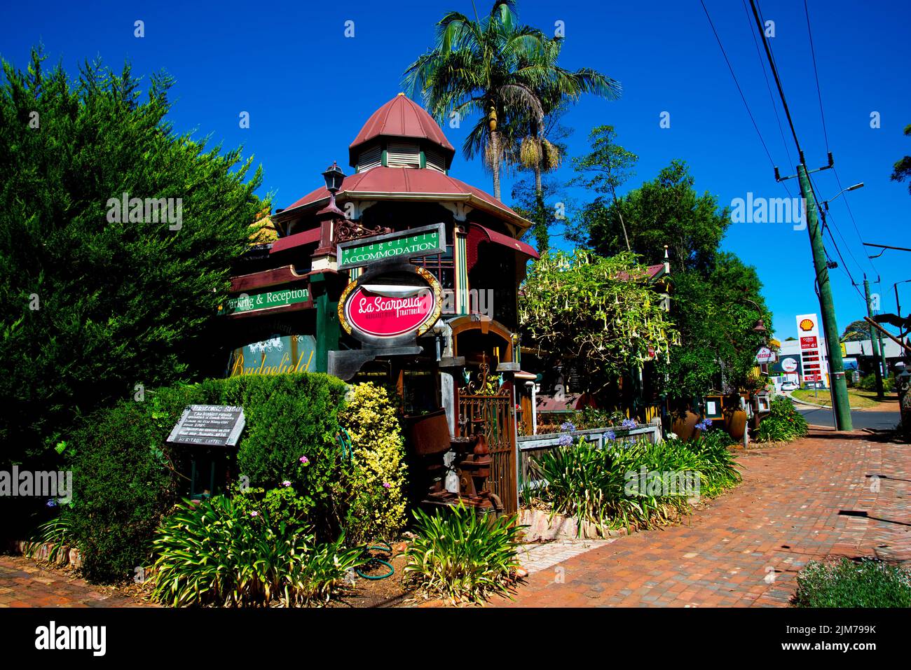 Margaret River, Australia - February 9, 2022: The heritage-listed Bridgefield Guesthouse converted into a restaurant Stock Photo