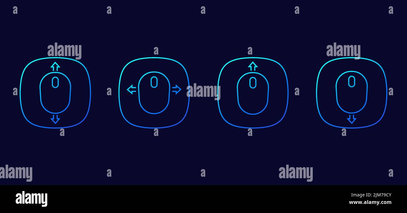 scroll with mouse line icons for web Stock Vector