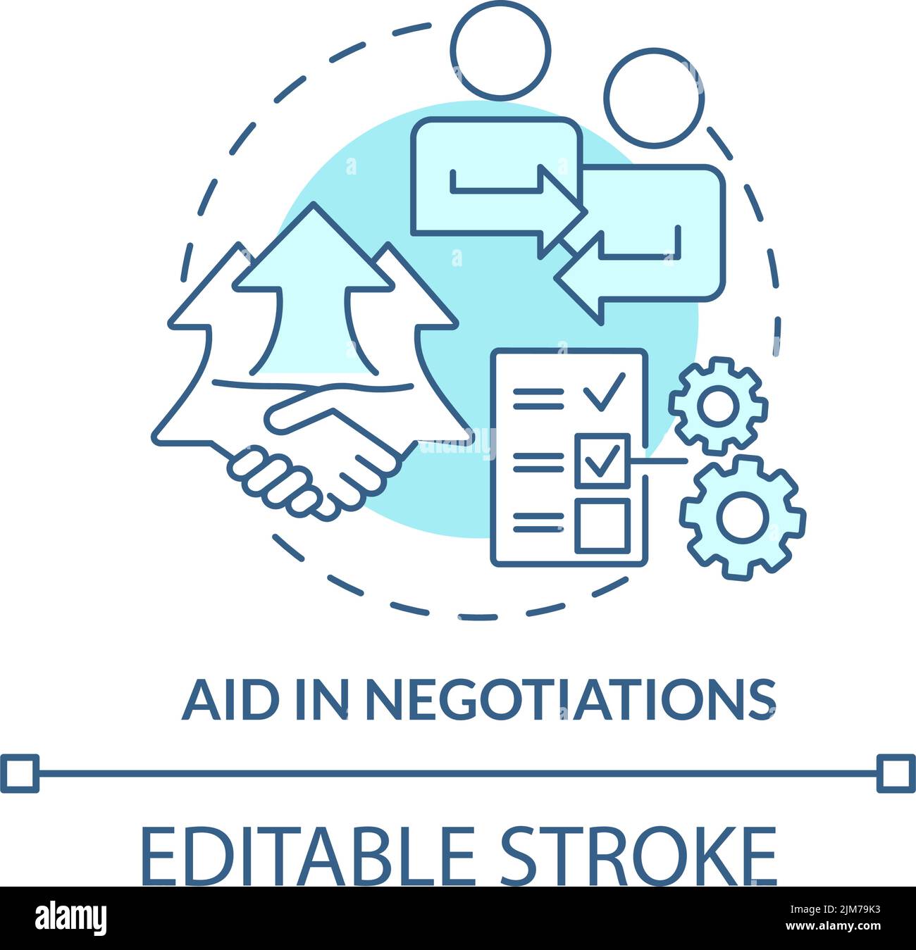 Aid in negotiations turquoise concept icon Stock Vector