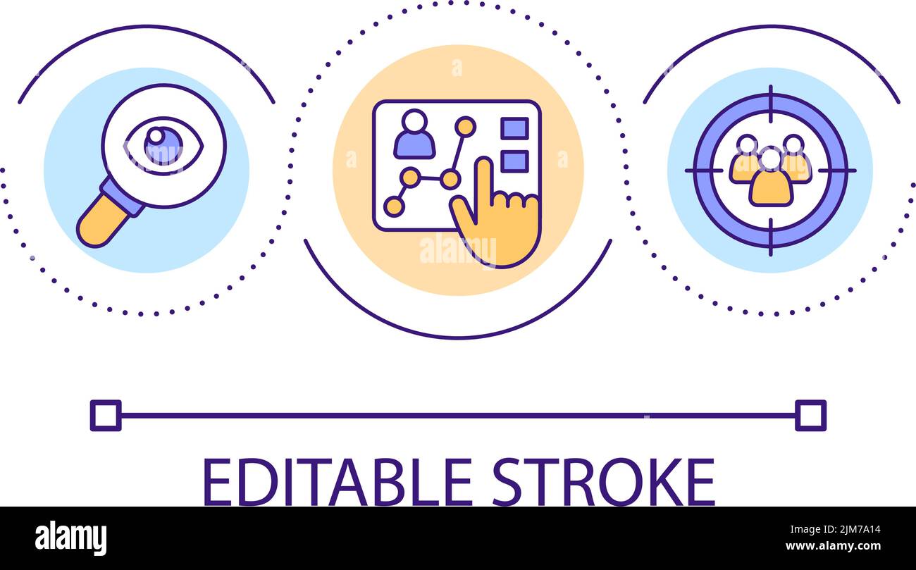 Analyzing audience loop concept icon Stock Vector