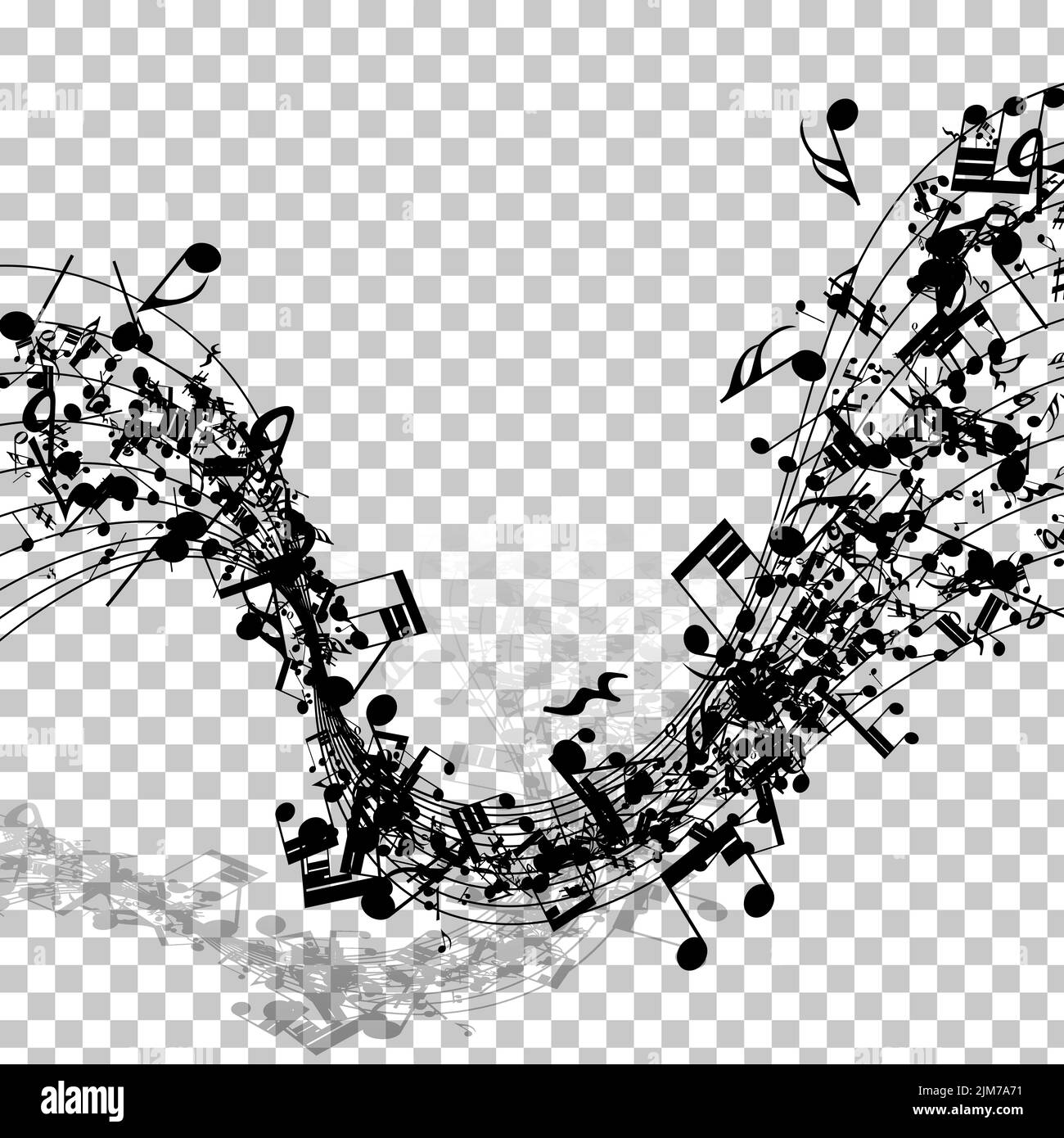 Musical Design Elements From Music Staff With Treble Clef And Notes in