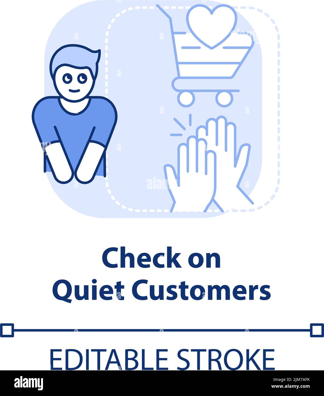 Check on quiet customer light blue concept icon Stock Vector