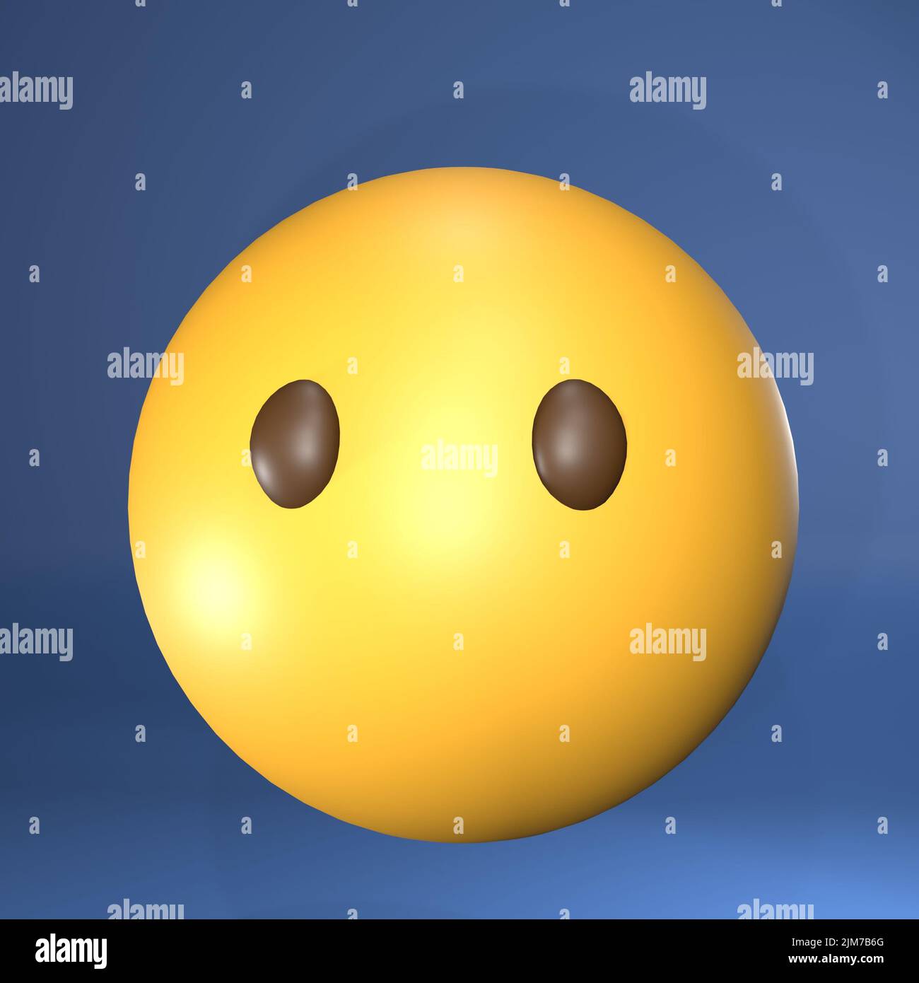 A vertical 3d rendering of a yellow emoji face isolated on blue ...