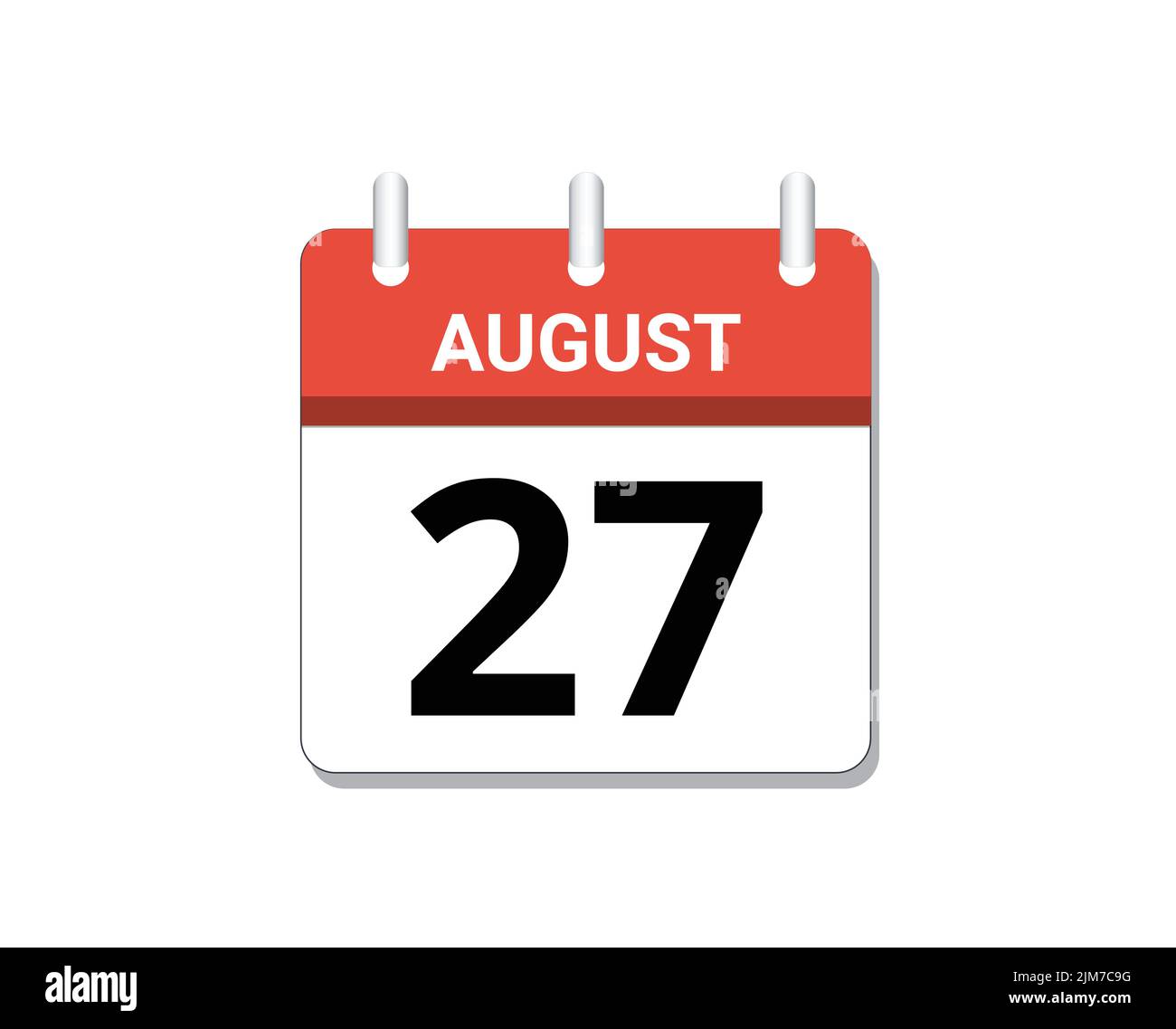 August, 27th calendar icon vector, concept of schedule, business and tasks Stock Vector