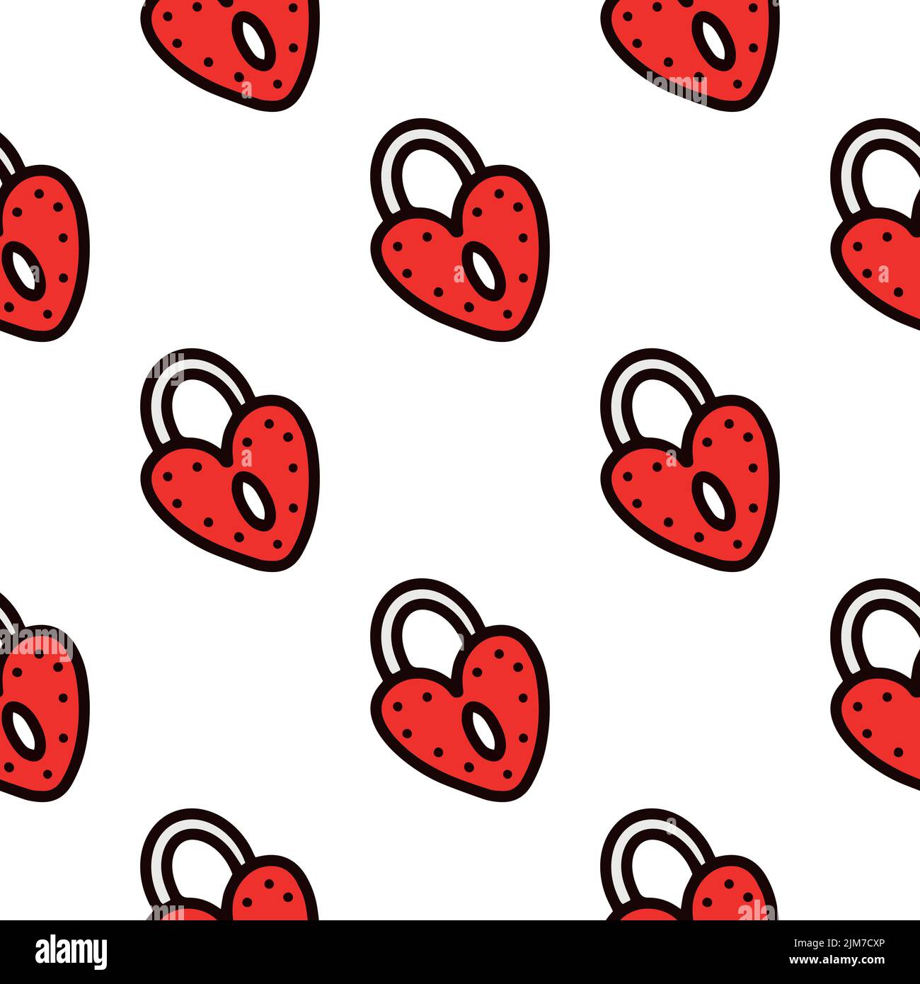 Seamless pattern with red heart-shaped lock. Vector illustration Stock ...