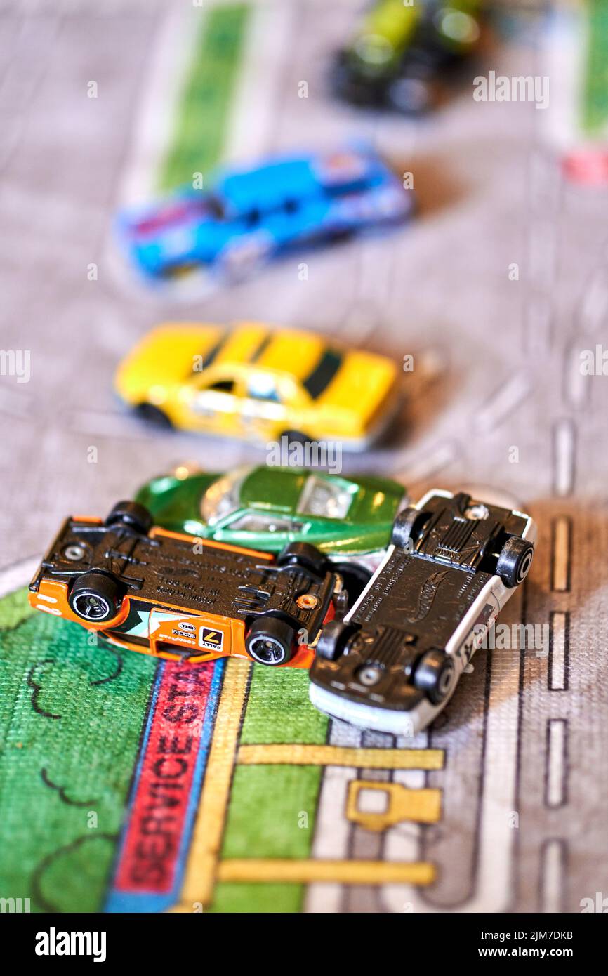 Toy model car Hot Wheels on a play road Stock Photo Alamy