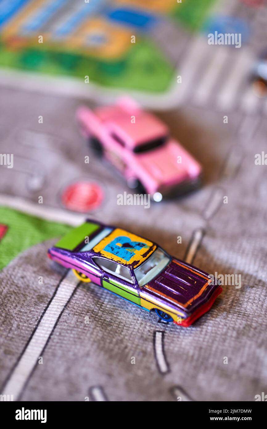 Toy model car Hot Wheels on a play road Stock Photo Alamy