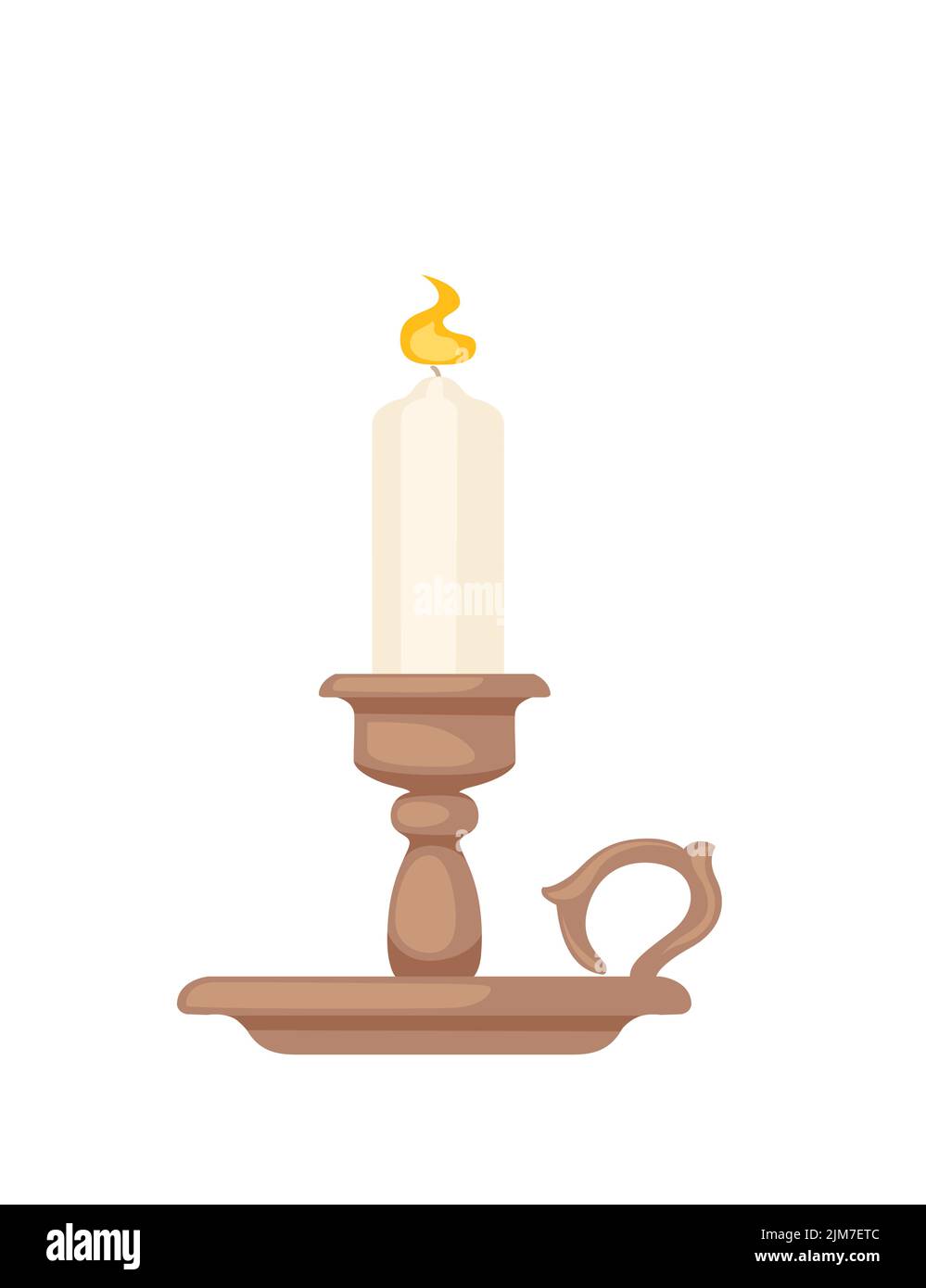 Candle in candlestick with handle vintage design vector illustration