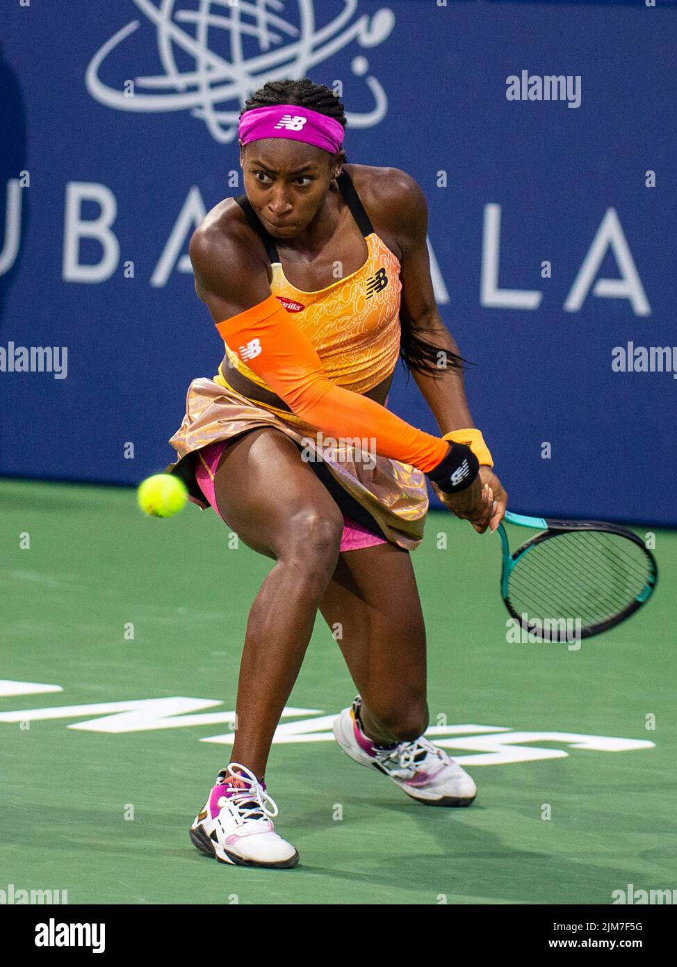 August 04, 2022 San Jose, CA USA Coco Gauff returns a serve from