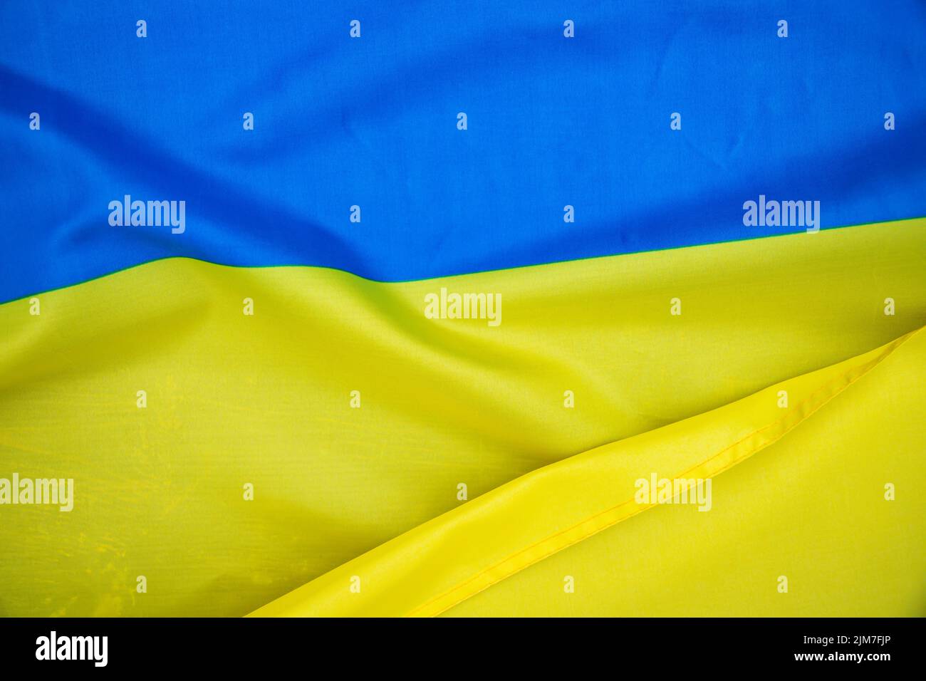 Flag of Ukraine, UA. Blue and yellow colors. Close up shot, background Stock Photo