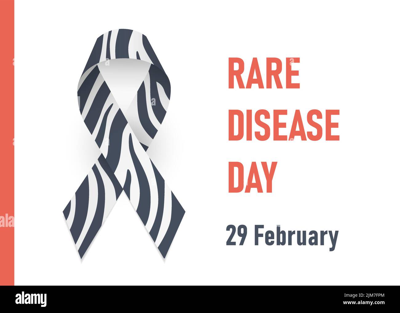 Rare disease day. 29 febrary. Zebra - print ribbon awareness, Ehlers-Danlos syndrome. Vector illustration Stock Vector
